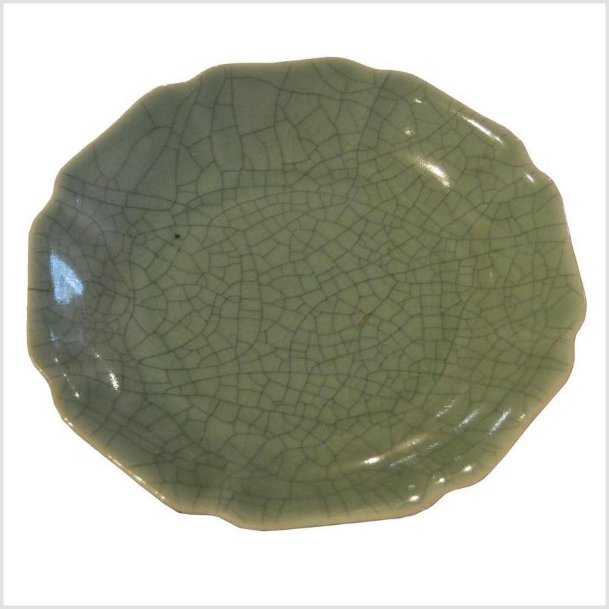 Chinese Crackle Celadon Porcelain Scalloped Plate-1. Asian & Chinese Furniture, Art, Antiques, Vintage Home Décor for sale at FEA Home