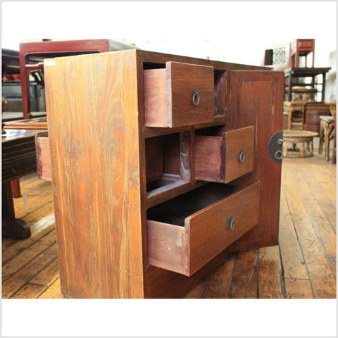 Chinese Elm Cabinet with Drawers