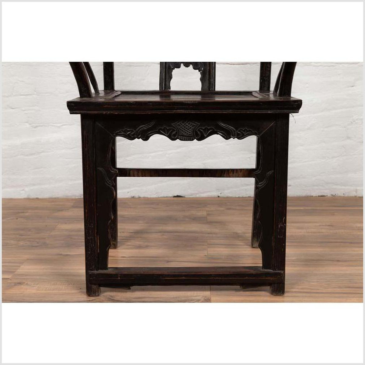 Chinese Elmwood Dark Patina Dengguayi Scholar&#39;s Lamp Armchair with Pierced Splat-16. Asian &amp; Chinese Furniture, Art, Antiques, Vintage Home Décor for sale at FEA Home