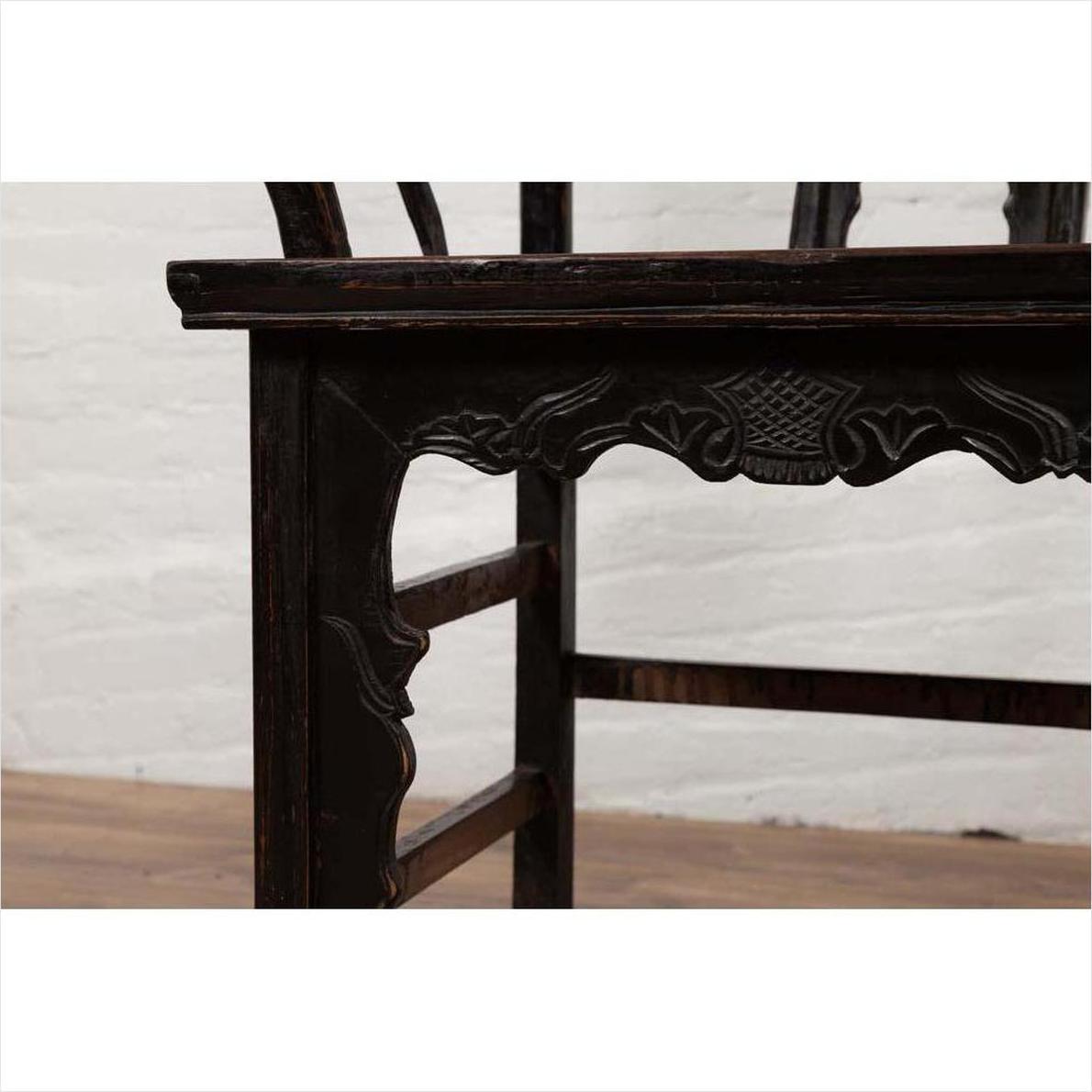 Chinese Elmwood Dark Patina Dengguayi Scholar's Chair-17. Asian &amp; Chinese Furniture, Art, Antiques, Vintage Home Décor for sale at FEA Home