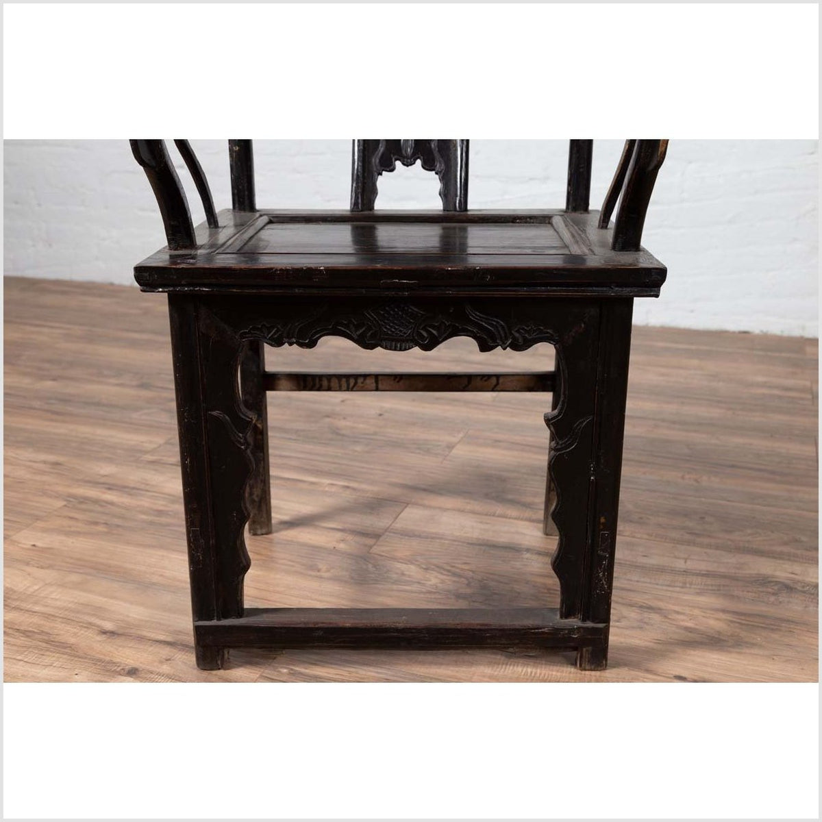 Chinese Elmwood Dark Patina Dengguayi Scholar&#39;s Lamp Armchair with Pierced Splat-15. Asian &amp; Chinese Furniture, Art, Antiques, Vintage Home Décor for sale at FEA Home