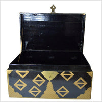 Chinese Gold Tone Lacquered Storage Chest 