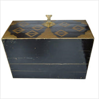 Chinese Gold Tone Lacquered Storage Chest 
