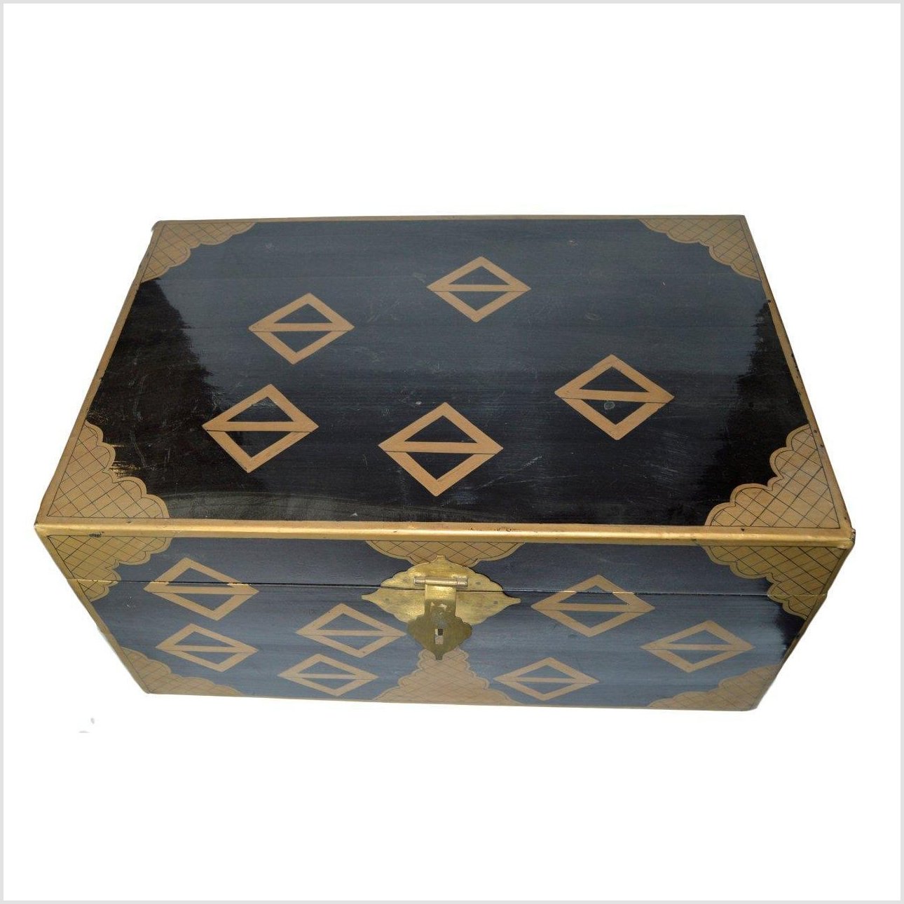 Chinese Gold Tone Lacquered Storage Chest-2. Asian & Chinese Furniture, Art, Antiques, Vintage Home Décor for sale at FEA Home