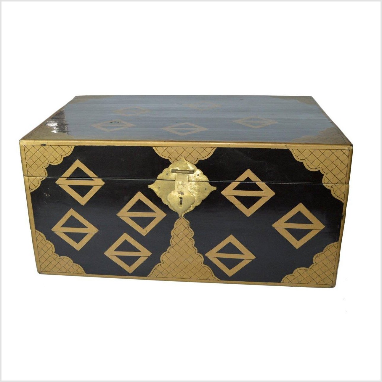 Chinese Gold Tone Lacquered Storage Chest-1. Asian & Chinese Furniture, Art, Antiques, Vintage Home Décor for sale at FEA Home