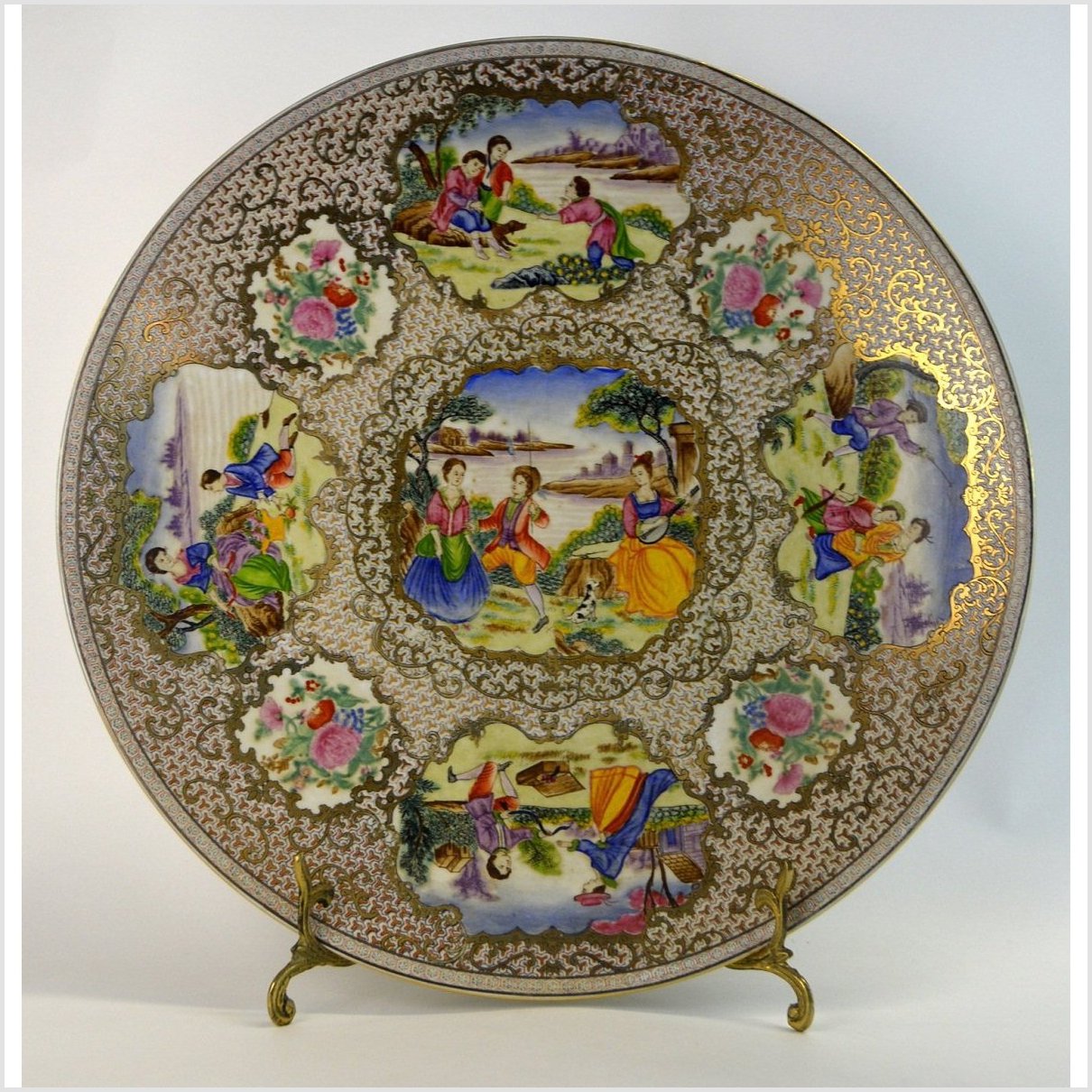 Chinese Hand Painted Porcelain Charger-1. Asian & Chinese Furniture, Art, Antiques, Vintage Home Décor for sale at FEA Home