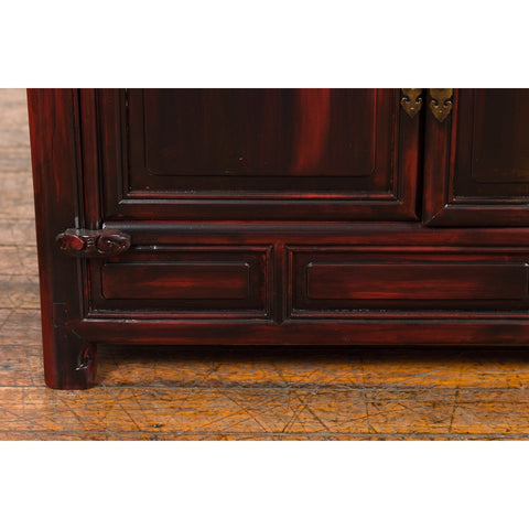 Chinese Late Qing Dynasty 1900s Side Cabinet with Reddish Black Lacquer-YN2571-11. Asian & Chinese Furniture, Art, Antiques, Vintage Home Décor for sale at FEA Home