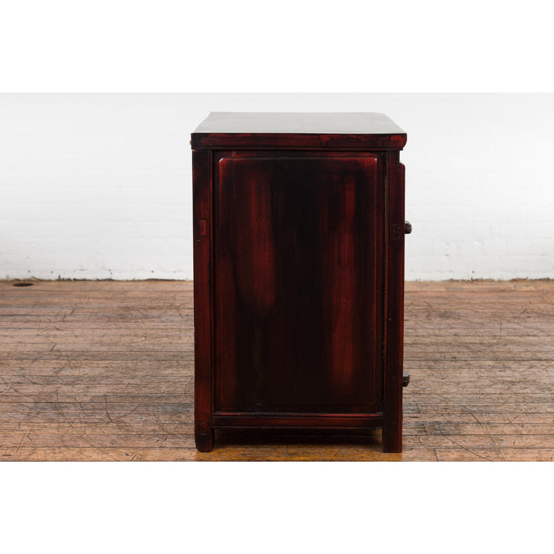 Chinese Late Qing Dynasty 1900s Side Cabinet with Reddish Black Lacquer-YN2571-13. Asian & Chinese Furniture, Art, Antiques, Vintage Home Décor for sale at FEA Home