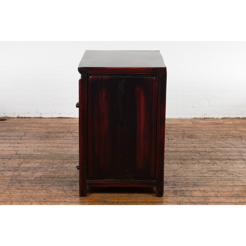 Chinese Late Qing Dynasty 1900s Side Cabinet with Reddish Black Lacquer-YN2571-16. Asian & Chinese Furniture, Art, Antiques, Vintage Home Décor for sale at FEA Home