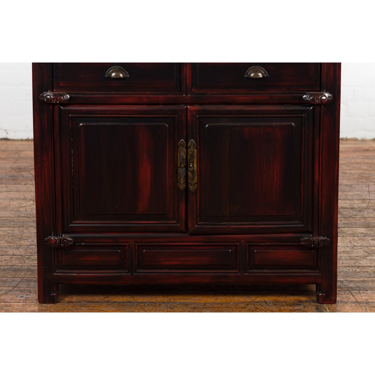 Chinese Late Qing Dynasty 1900s Side Cabinet with Reddish Black Lacquer-19. Asian &amp; Chinese Furniture, Art, Antiques, Vintage Home Décor for sale at FEA Home