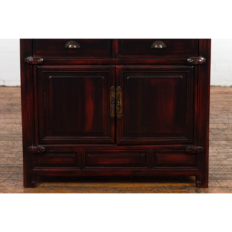 Chinese Late Qing Dynasty 1900s Side Cabinet with Reddish Black Lacquer-YN2571-19. Asian & Chinese Furniture, Art, Antiques, Vintage Home Décor for sale at FEA Home