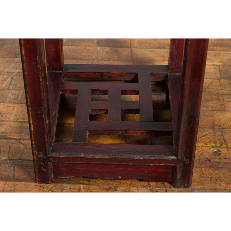 This-is-a-picture-of-a-Chinese Late Qing Dynasty 1900s Tiered Table with Drawer and Fretwork Shelf-image-position-14-style-YN3989-Shop-for-Vintage-and-Antique-Asian-and-Chinese-Furniture-for-sale-at-FEA Home-NYC