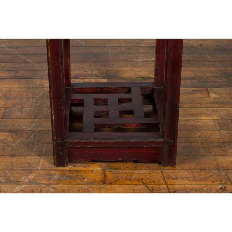 Chinese Late Qing Dynasty 1900s Tiered Table with Drawer and Fretwork Shelf-8. Asian & Chinese Furniture, Art, Antiques, Vintage Home Décor for sale at FEA Home