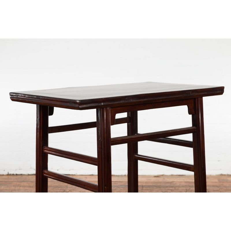 Chinese Late Qing Dynasty Elm Scholar's Table with Custom Lacquer Finish-11. Asian & Chinese Furniture, Art, Antiques, Vintage Home Décor for sale at FEA Home