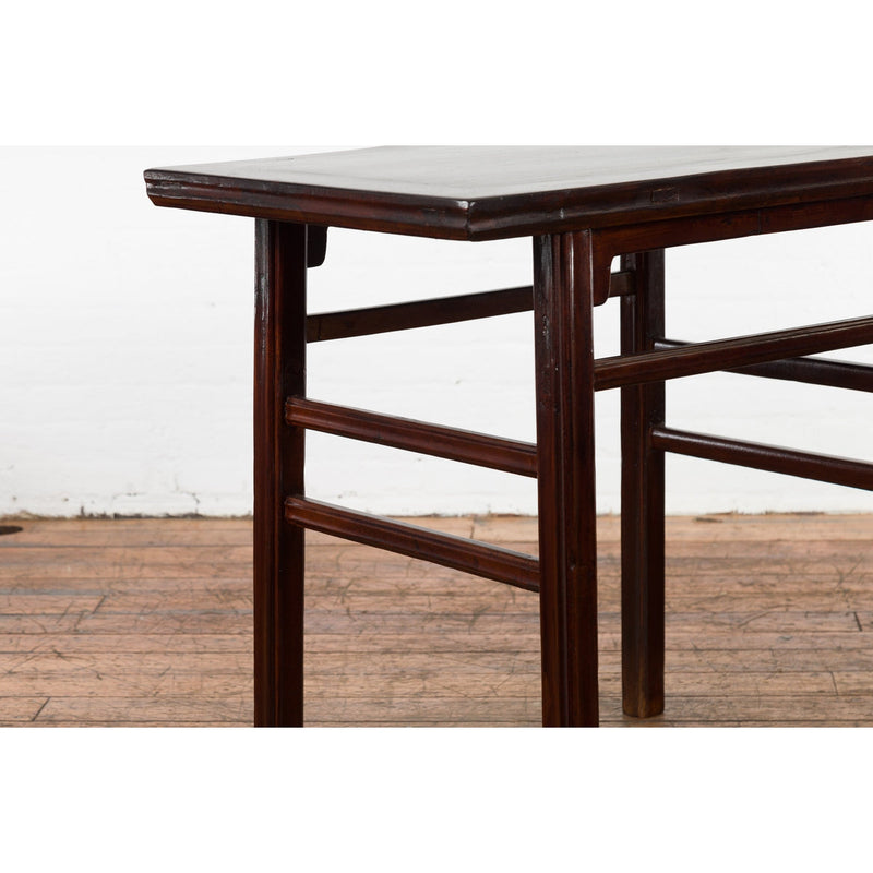 Chinese Late Qing Dynasty Elm Scholar's Table with Custom Lacquer Finish-12. Asian & Chinese Furniture, Art, Antiques, Vintage Home Décor for sale at FEA Home