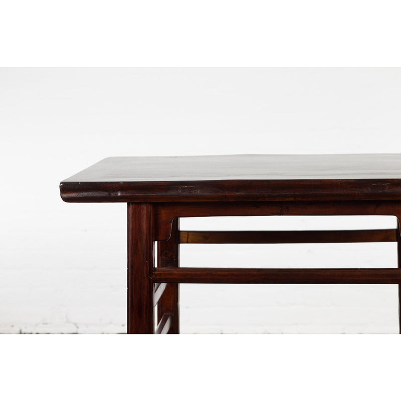 Chinese Late Qing Dynasty Elm Scholar's Table with Custom Lacquer Finish-3. Asian & Chinese Furniture, Art, Antiques, Vintage Home Décor for sale at FEA Home