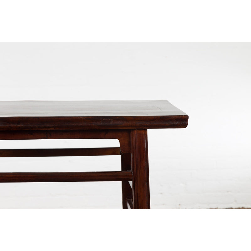 Chinese Late Qing Dynasty Elm Scholar's Table with Custom Lacquer Finish-4. Asian & Chinese Furniture, Art, Antiques, Vintage Home Décor for sale at FEA Home