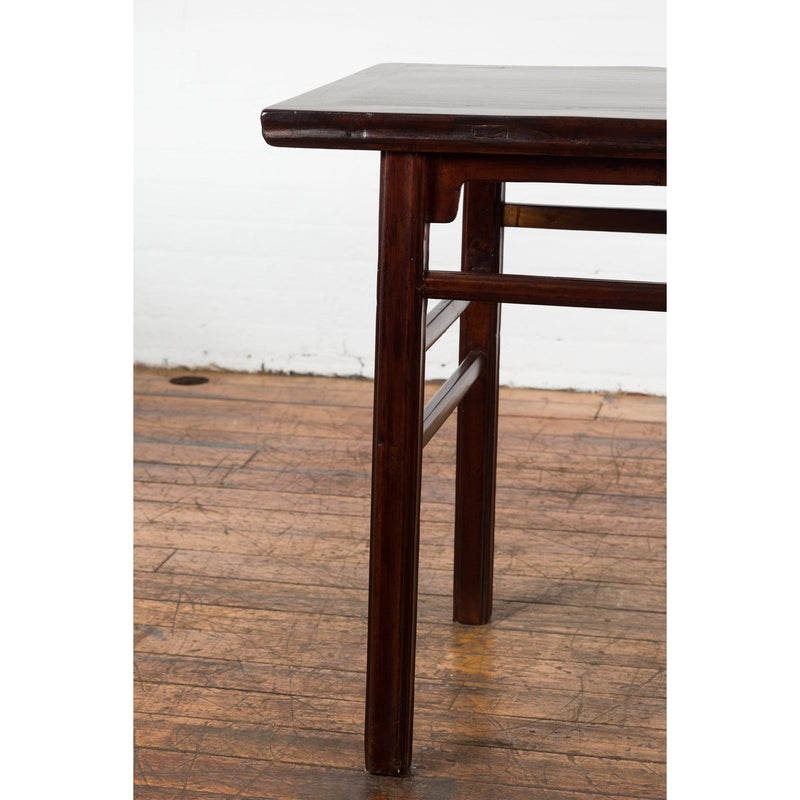 Chinese Late Qing Dynasty Elm Scholar's Table with Custom Lacquer Finish-5. Asian & Chinese Furniture, Art, Antiques, Vintage Home Décor for sale at FEA Home
