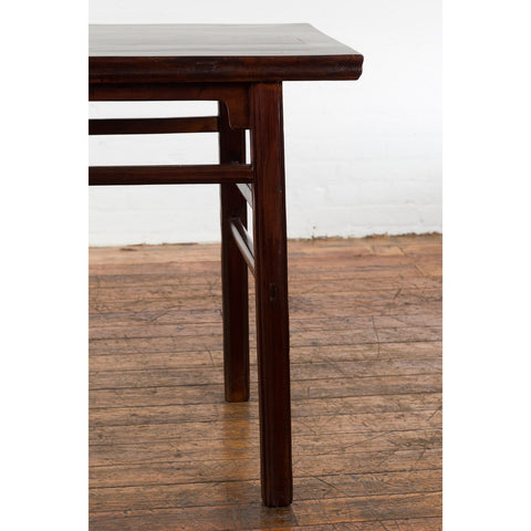 Chinese Late Qing Dynasty Elm Scholar's Table with Custom Lacquer Finish-6. Asian & Chinese Furniture, Art, Antiques, Vintage Home Décor for sale at FEA Home