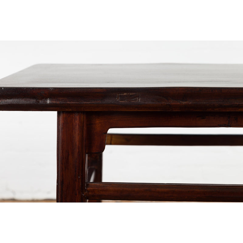 Chinese Late Qing Dynasty Elm Scholar's Table with Custom Lacquer Finish-7. Asian & Chinese Furniture, Art, Antiques, Vintage Home Décor for sale at FEA Home
