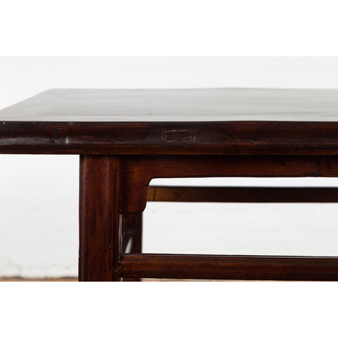 Chinese Late Qing Dynasty Elm Scholar's Table with Custom Lacquer Finish-7. Asian & Chinese Furniture, Art, Antiques, Vintage Home Décor for sale at FEA Home
