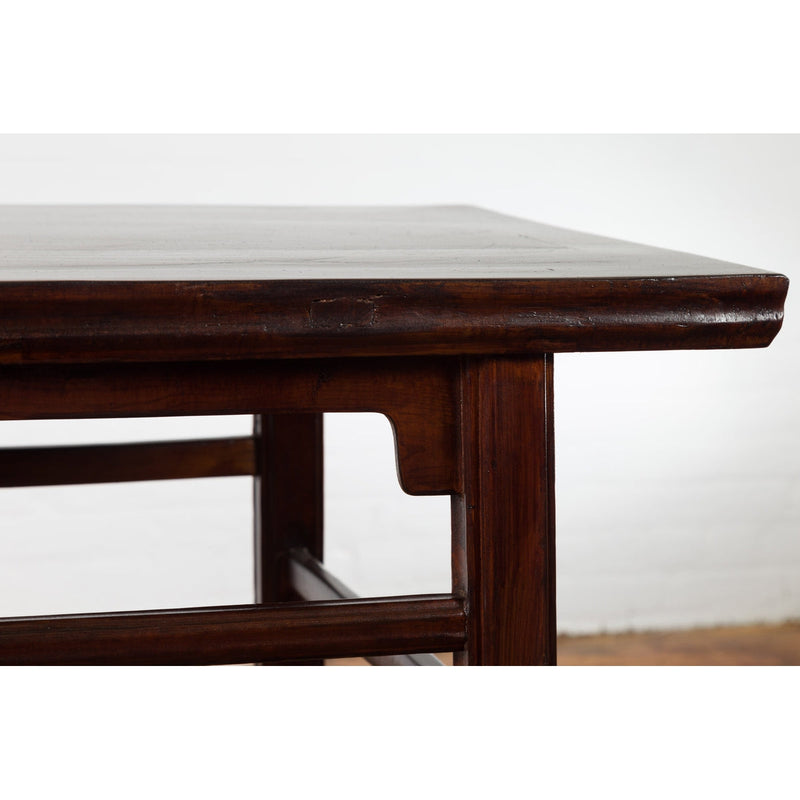Chinese Late Qing Dynasty Elm Scholar's Table with Custom Lacquer Finish-8. Asian & Chinese Furniture, Art, Antiques, Vintage Home Décor for sale at FEA Home