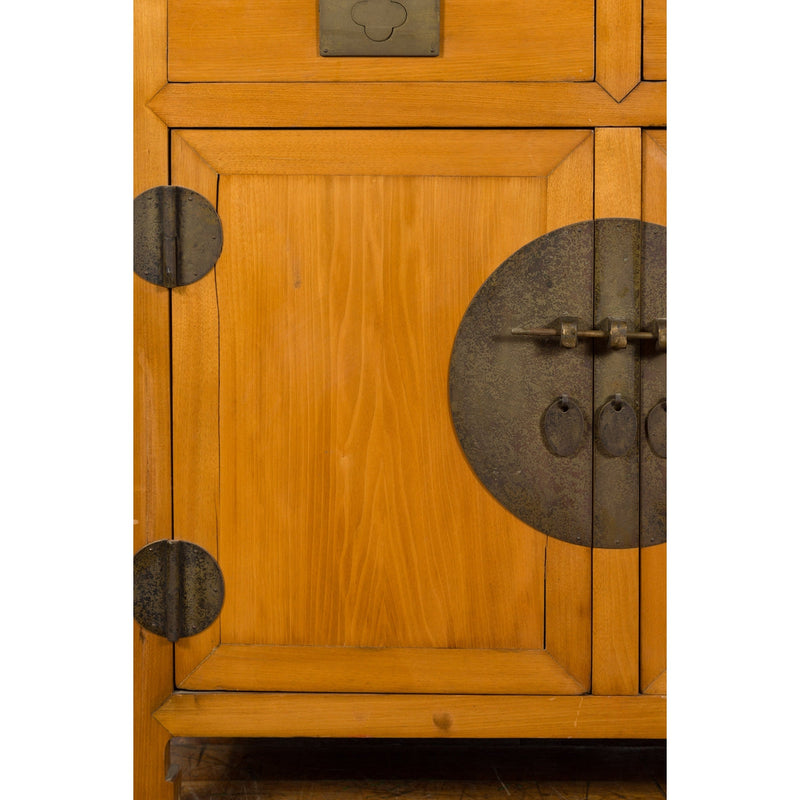 This-is-a-picture-of-a-Chinese Late Qing Dynasty Elmwood and Brass Cabinet with Drawers and Doors-with-image-position-12-style-YN2596-Shop-for-Vintage-and-Antique-Asian-and-Chinese-Furniture-for-sale-at-FEA Home-NYC