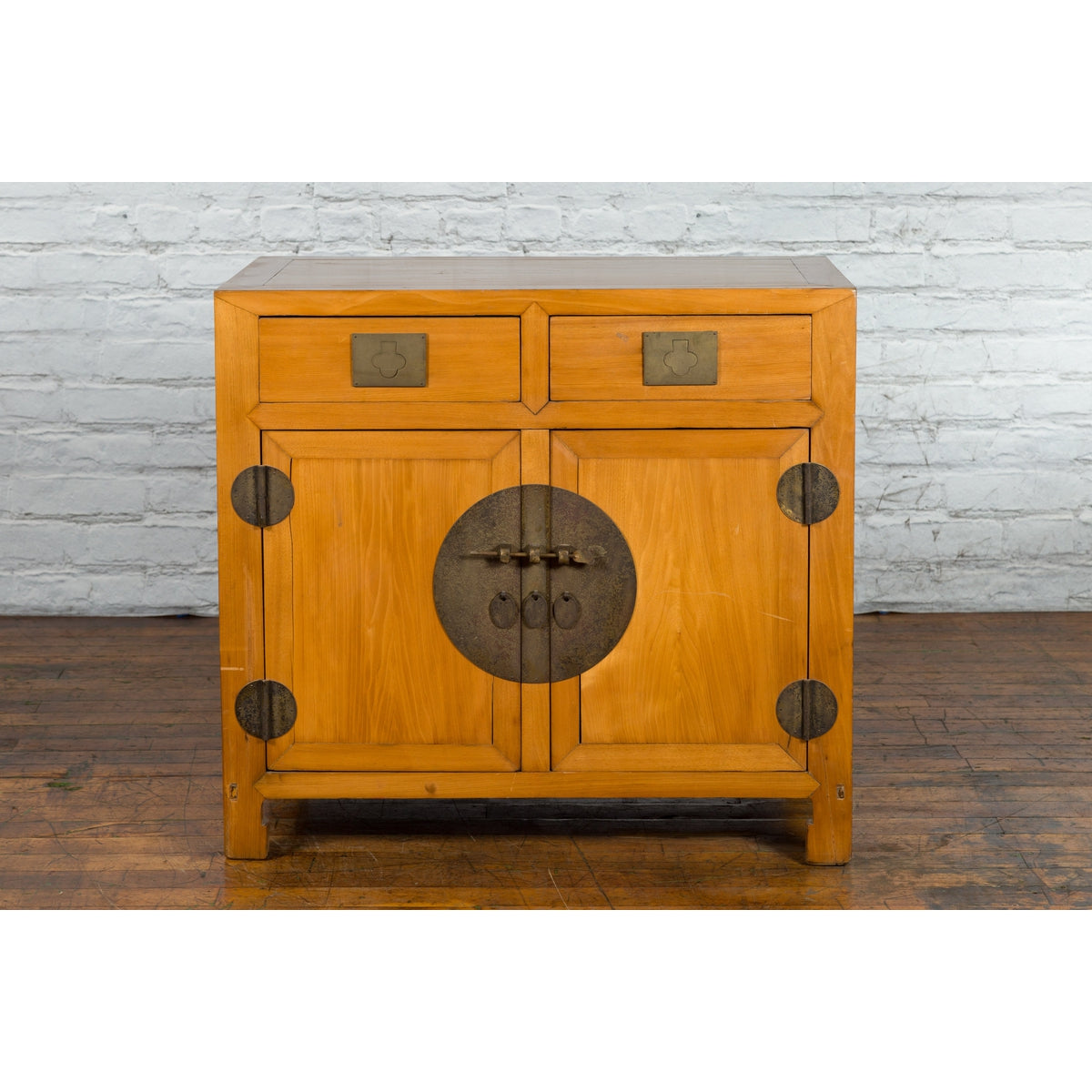 Chinese Late Qing Dynasty Elmwood and Brass Cabinet with Drawers and Doors-2. Asian & Chinese Furniture, Art, Antiques, Vintage Home Décor for sale at FEA Home