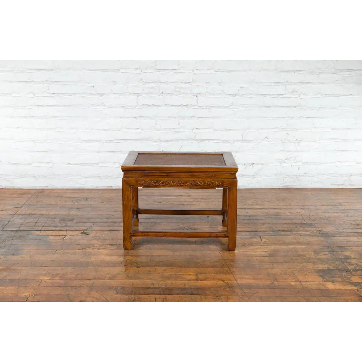 Chinese Late Qing Dynasty Elmwood Side Table with Low-Relied Carved Frieze-11. Asian &amp; Chinese Furniture, Art, Antiques, Vintage Home Décor for sale at FEA Home
