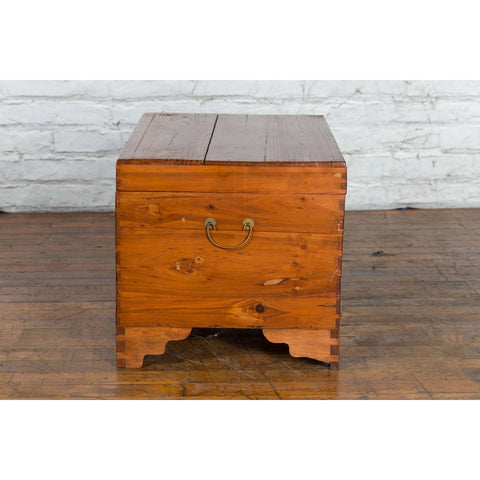 Chinese Late Qing Dynasty Pine Chest with Brass Hardware and Bracket Feet-17. Asian & Chinese Furniture, Art, Antiques, Vintage Home Décor for sale at FEA Home