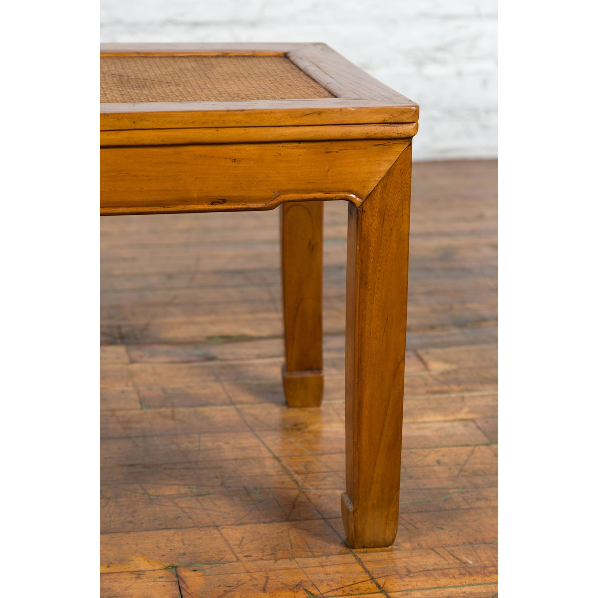 Chinese Late Qing Dynasty Side Table with Woven Rattan Top and Horse Hoof Feet-10. Asian &amp; Chinese Furniture, Art, Antiques, Vintage Home Décor for sale at FEA Home