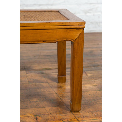Chinese Late Qing Dynasty Side Table with Woven Rattan Top and Horse Hoof Feet-10. Asian & Chinese Furniture, Art, Antiques, Vintage Home Décor for sale at FEA Home