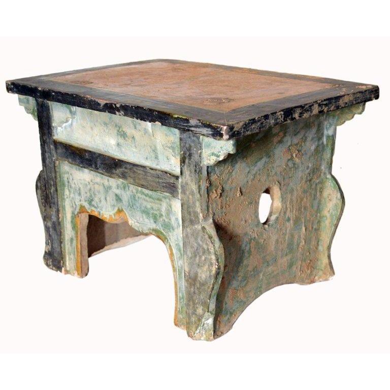 Chinese Ming Dynasty Petite Glazed Terracotta Bench from the 17th Century-5. Asian &amp; Chinese Furniture, Art, Antiques, Vintage Home Décor for sale at FEA Home