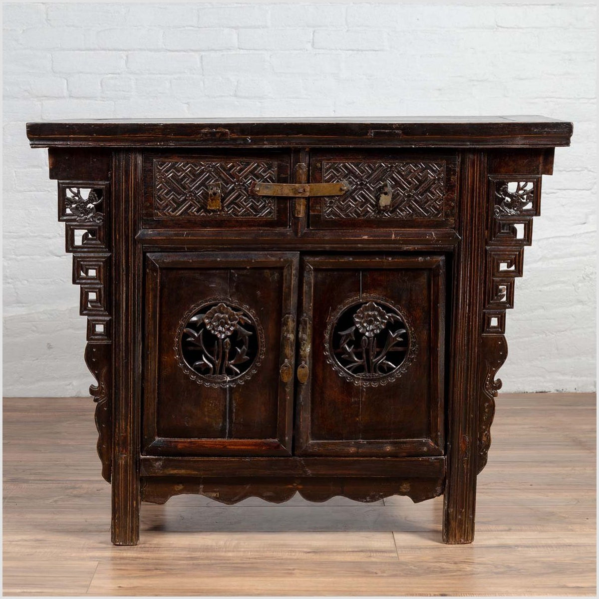 Chinese Ming Dynasty Style Butterfly Cabinet with Carved Spandrels and Doors-5. Asian &amp; Chinese Furniture, Art, Antiques, Vintage Home Décor for sale at FEA Home