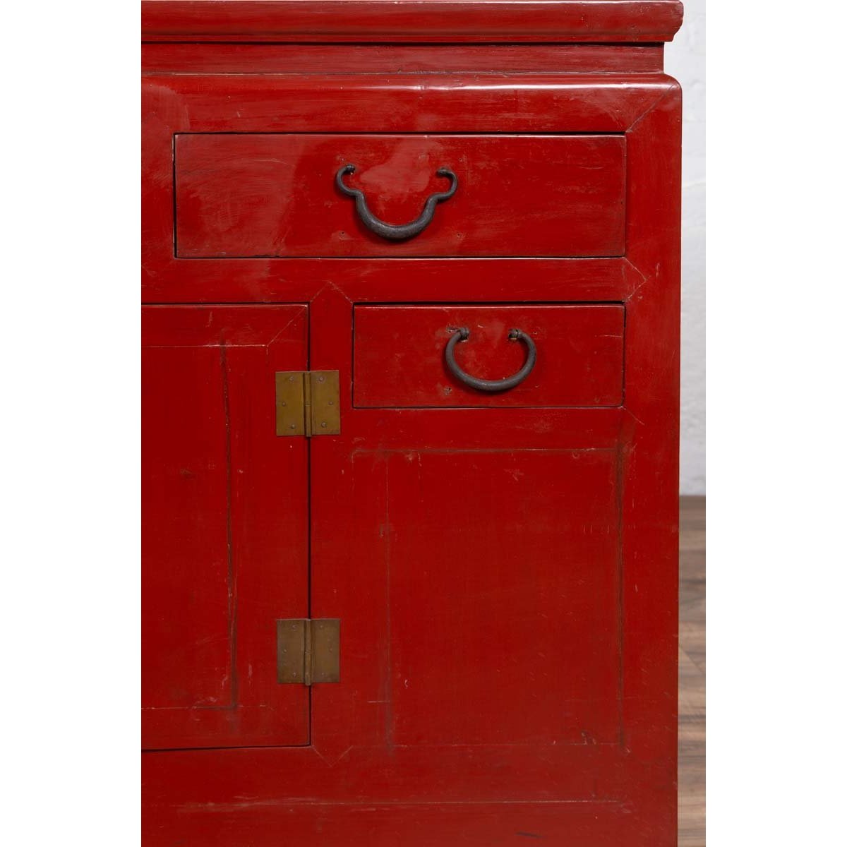 Chinese Ming Dynasty Style Red Lacquered Console Cabinet with Doors and Drawers-10. Asian &amp; Chinese Furniture, Art, Antiques, Vintage Home Décor for sale at FEA Home
