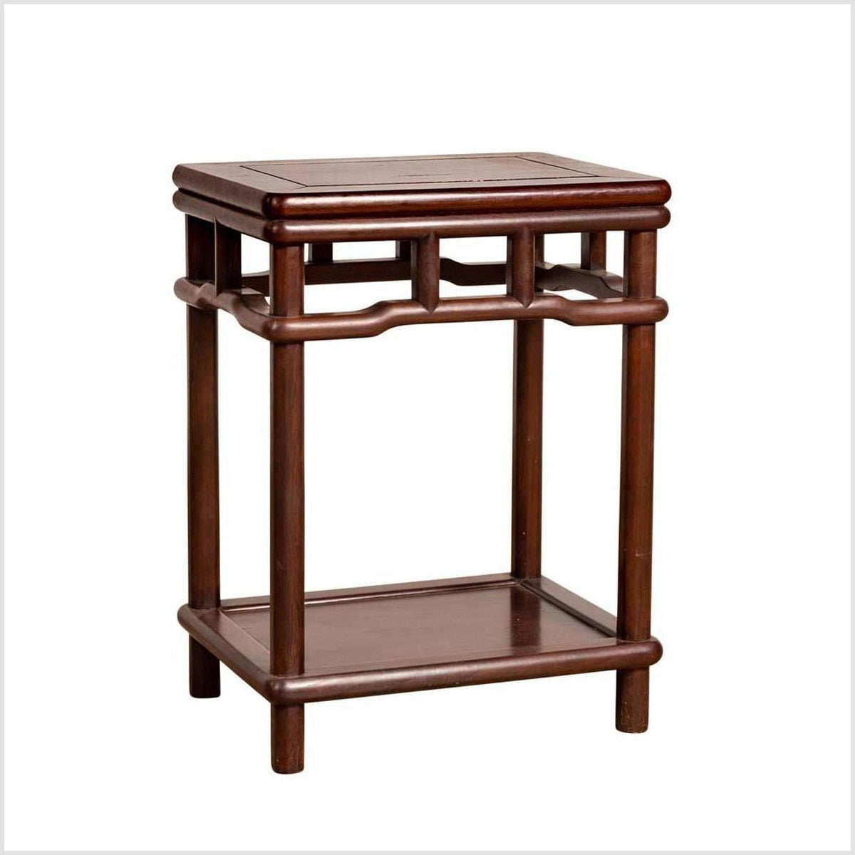 Chinese Ming Style Accent Side Table with Dark Wood Patina and Humpback Apron-1. Asian & Chinese Furniture, Art, Antiques, Vintage Home Décor for sale at FEA Home