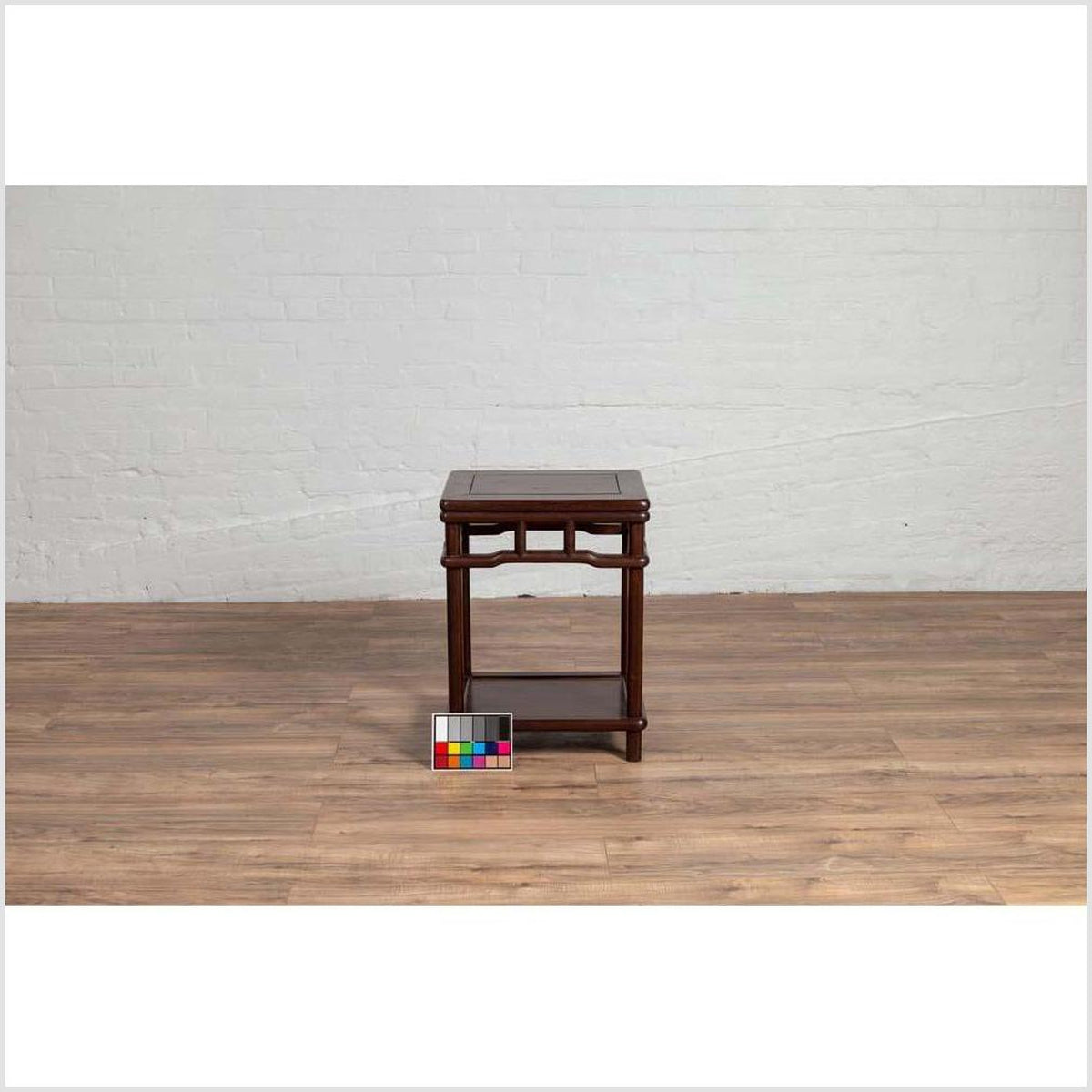 Chinese Ming Style Accent Side Table with Dark Wood Patina and Humpback Apron-3. Asian &amp; Chinese Furniture, Art, Antiques, Vintage Home Décor for sale at FEA Home