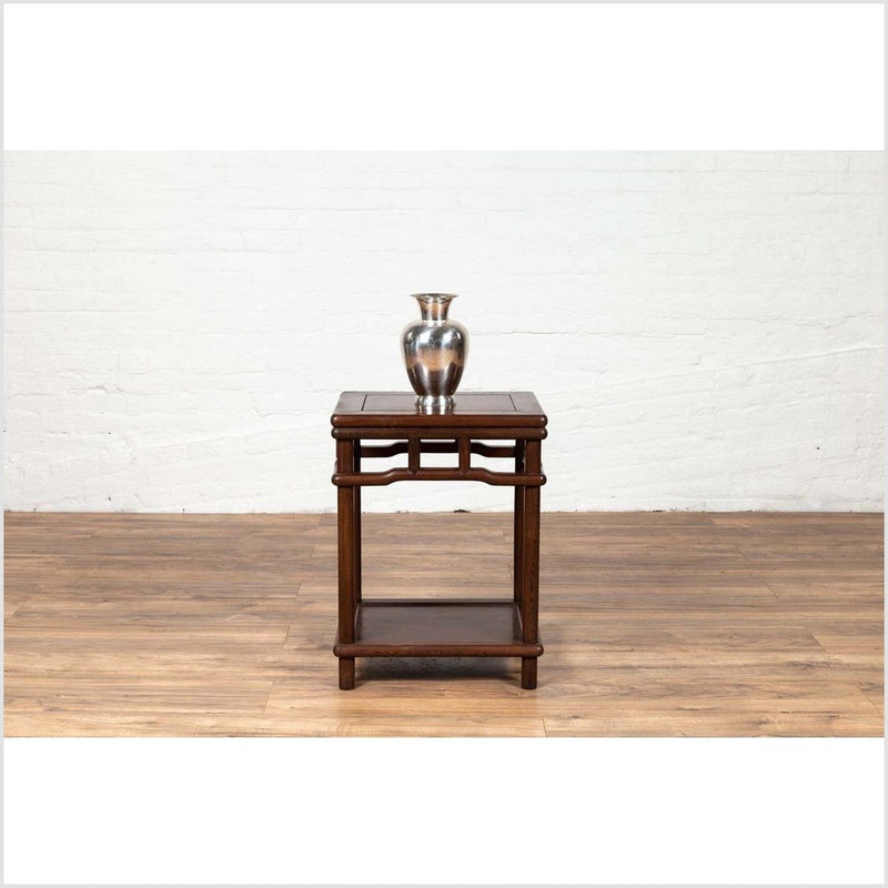 Chinese Ming Style Accent Side Table with Dark Wood Patina and Humpback Apron-YN6139-3. Asian & Chinese Furniture, Art, Antiques, Vintage Home Décor for sale at FEA Home