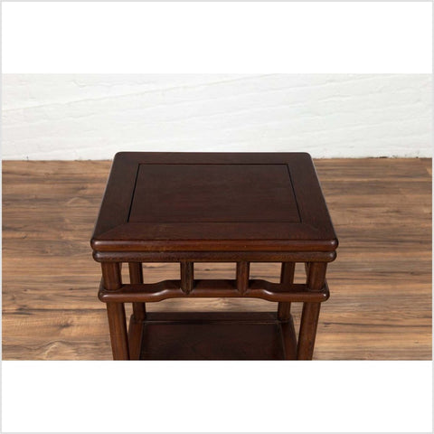 Chinese Ming Style Accent Side Table with Dark Wood Patina and Humpback Apron-YN6139-6. Asian & Chinese Furniture, Art, Antiques, Vintage Home Décor for sale at FEA Home