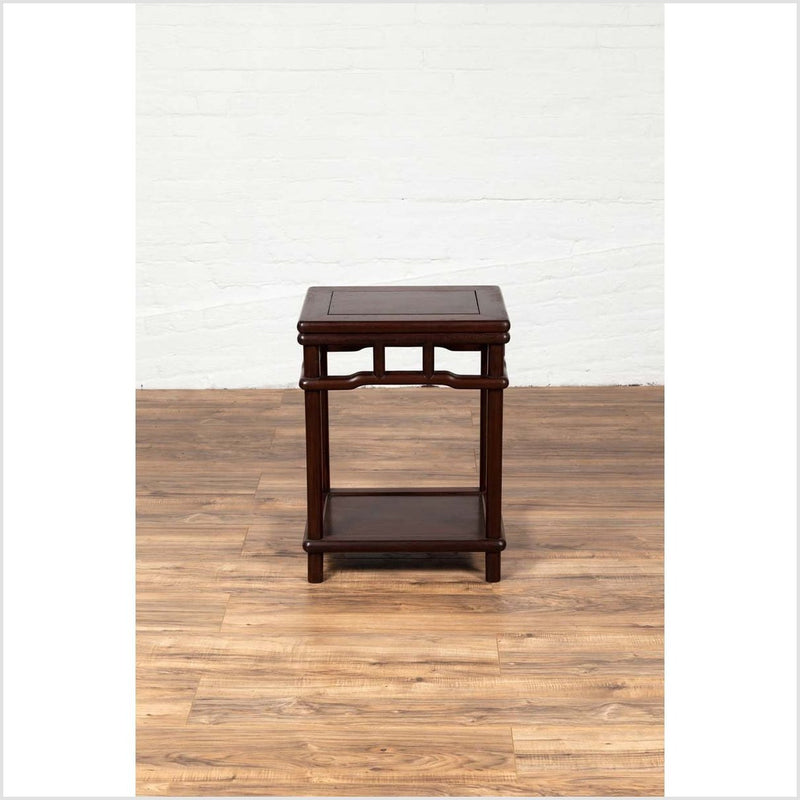 Chinese Ming Style Accent Side Table with Dark Wood Patina and Humpback Apron-YN6139-8. Asian & Chinese Furniture, Art, Antiques, Vintage Home Décor for sale at FEA Home