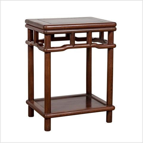 Chinese Ming Style Accent Side Table with Dark Wood Patina and Humpback Apron- Asian Antiques, Vintage Home Decor & Chinese Furniture - FEA Home