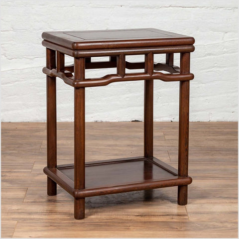 Chinese Ming Style Accent Side Table with Dark Wood Patina and Humpback Apron-YN6139-2. Asian & Chinese Furniture, Art, Antiques, Vintage Home Décor for sale at FEA Home
