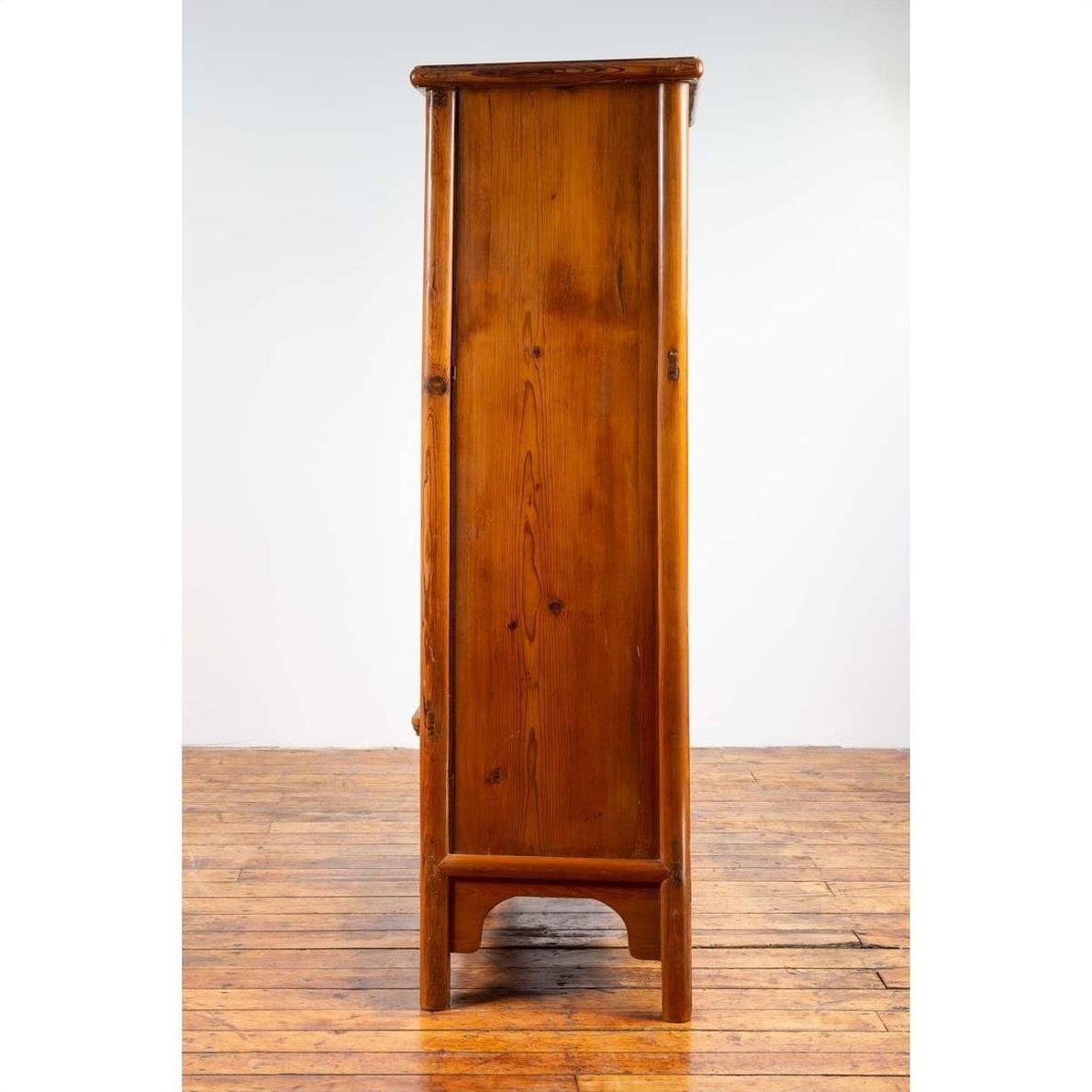 Chinese Ming Style Elm Wardrobe with Two Doors, Hidden Drawers and Carved Skirt-17. Asian &amp; Chinese Furniture, Art, Antiques, Vintage Home Décor for sale at FEA Home