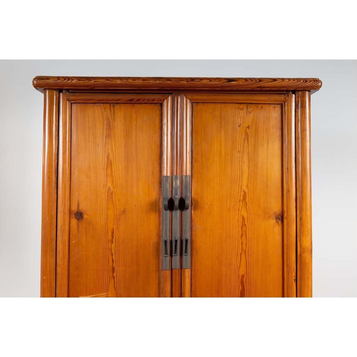 Chinese Ming Style Elm Wardrobe with Two Doors, Hidden Drawers and Carved Skirt-6. Asian &amp; Chinese Furniture, Art, Antiques, Vintage Home Décor for sale at FEA Home