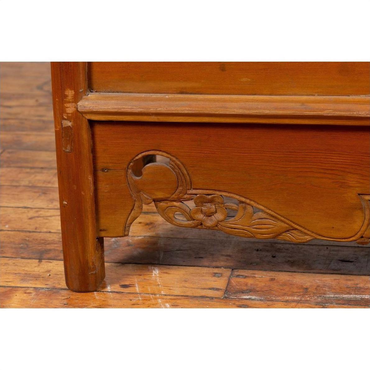 Chinese Ming Style Elm Wardrobe with Two Doors, Hidden Drawers and Carved Skirt-9. Asian &amp; Chinese Furniture, Art, Antiques, Vintage Home Décor for sale at FEA Home