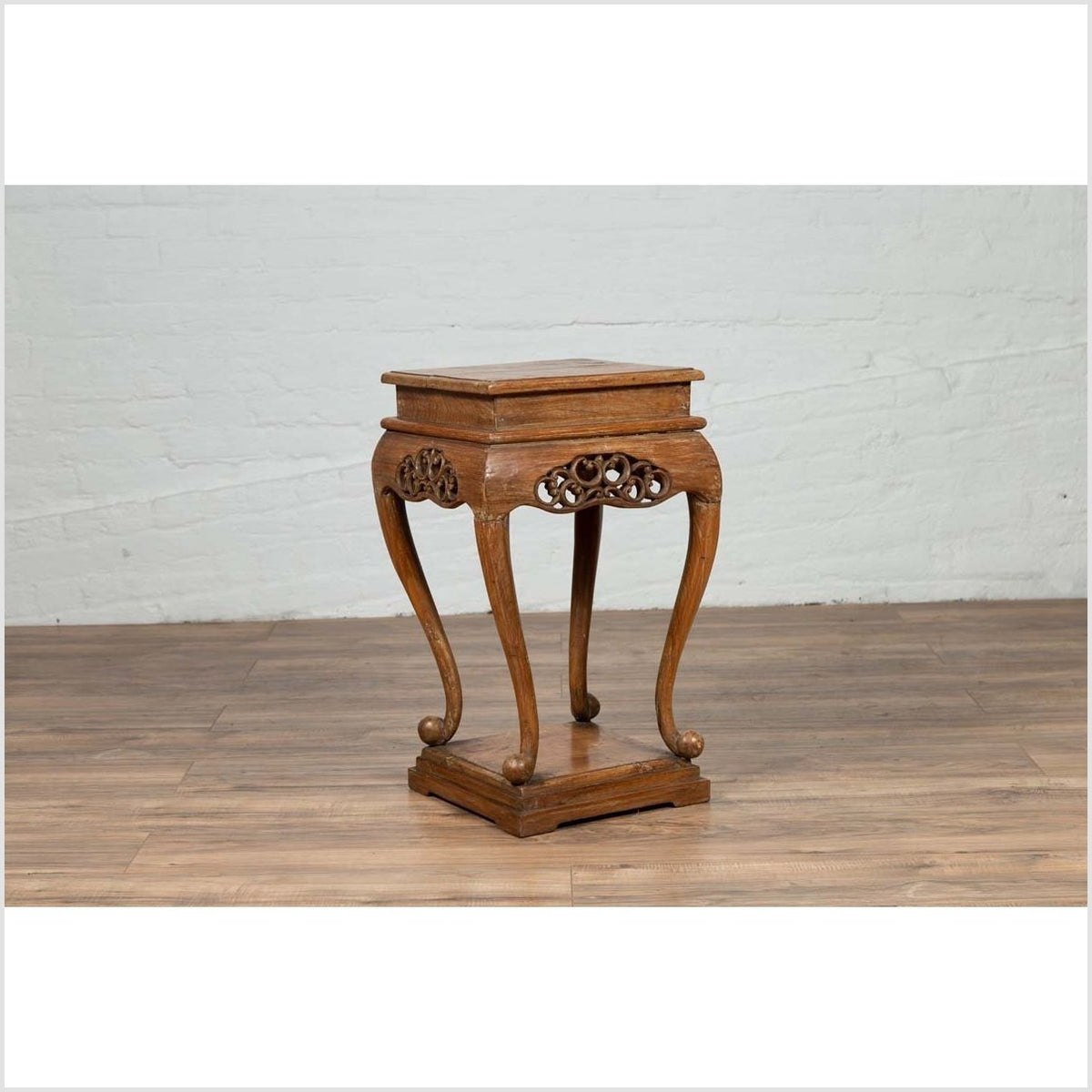Chinese Ming Style Wooden Incense Stand with Cabriole Legs and Carved Apron-11. Asian &amp; Chinese Furniture, Art, Antiques, Vintage Home Décor for sale at FEA Home