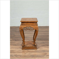 Chinese Ming Style Wooden Incense Stand with Cabriole Legs and Carved Apron