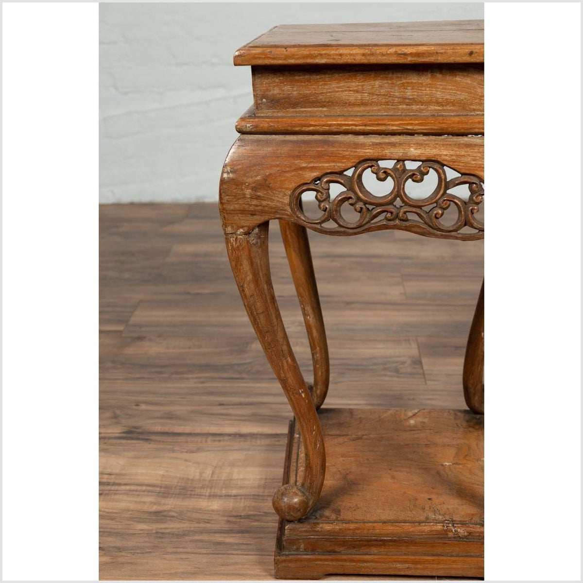 Chinese Ming Style Wooden Incense Stand with Cabriole Legs and Carved Apron-9. Asian &amp; Chinese Furniture, Art, Antiques, Vintage Home Décor for sale at FEA Home
