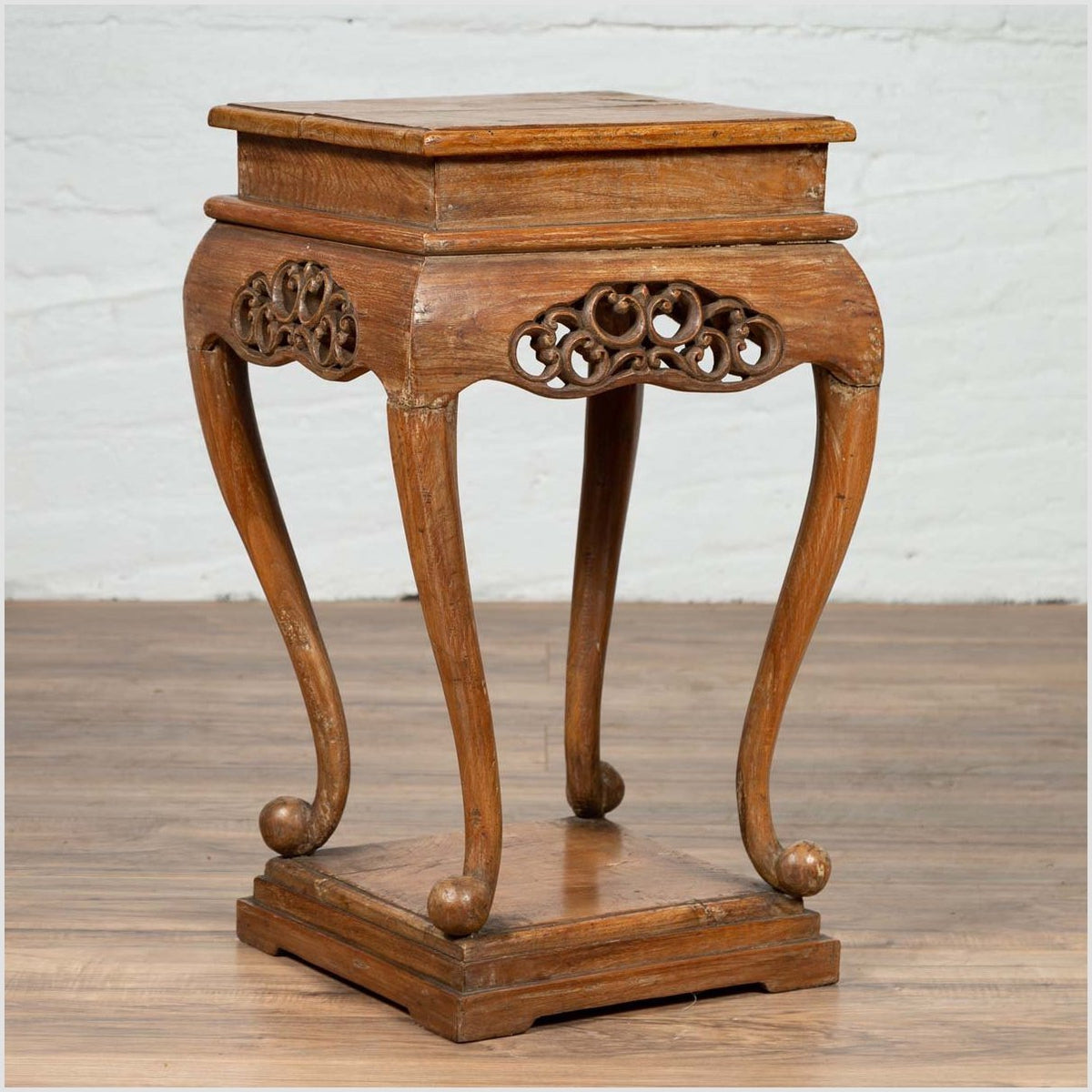 Chinese Ming Style Wooden Incense Stand with Cabriole Legs and Carved Apron-2. Asian & Chinese Furniture, Art, Antiques, Vintage Home Décor for sale at FEA Home