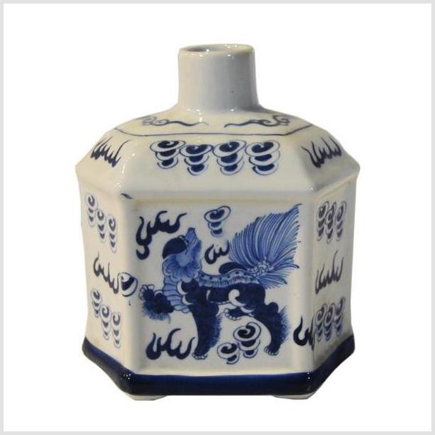 Chinese Painted Blue & White Bottle-1. Asian & Chinese Furniture, Art, Antiques, Vintage Home Décor for sale at FEA Home